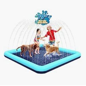 XL - 79" Dogs & Kids Square Sprinkler-Splash Pad / Non-Slip Floor